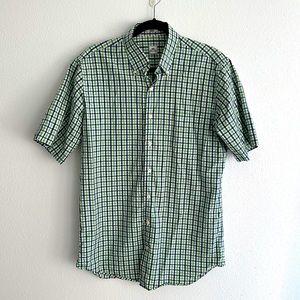 Peter Millar Poplin Short Sleeve Plaid Button Up Sport Shirt